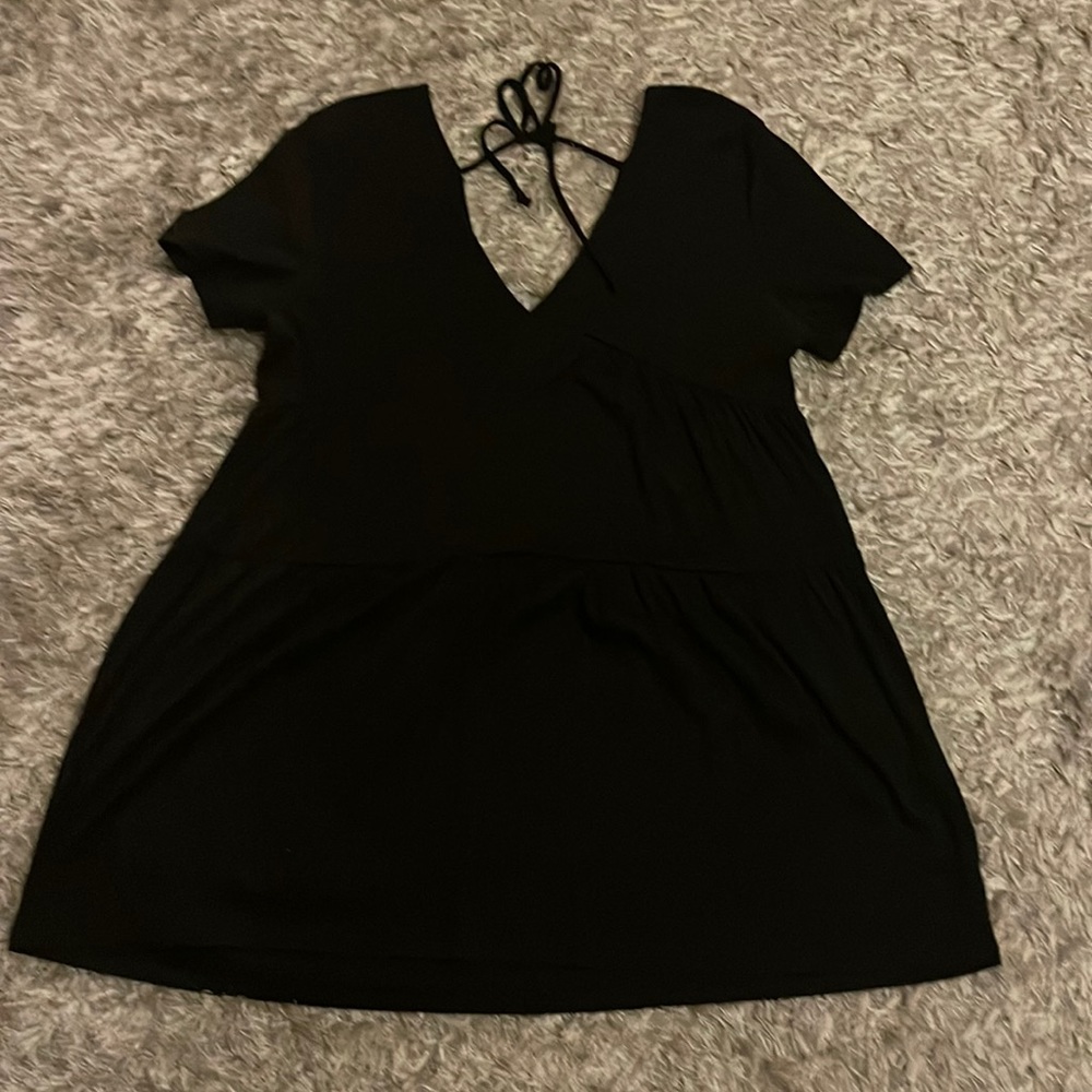 NEVER WORN Black tiered mini dress size: Medium